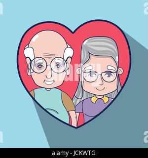 old people inside of heart design Stock Vector