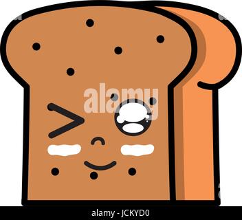 kawaii cute funny slice bread food Stock Vector