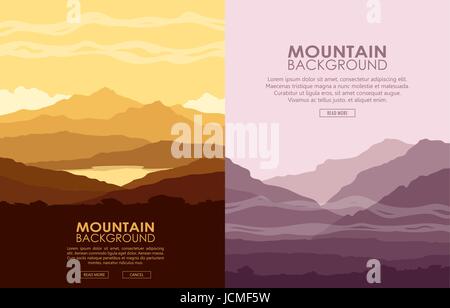 Set of Mountain landscapes Stock Vector