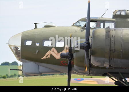 B 17 Flying Fortress Sally B Memphis Bell nose close up Sally B. Stock Photo