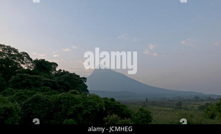 Mikeno Mountain viewed from Bukima Camp in Virunga National Park, Eastern Congo Stock Photo