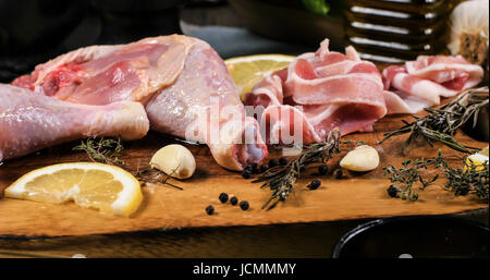 Close up view of ingredients for a delicious Caesar's salad Stock Photo