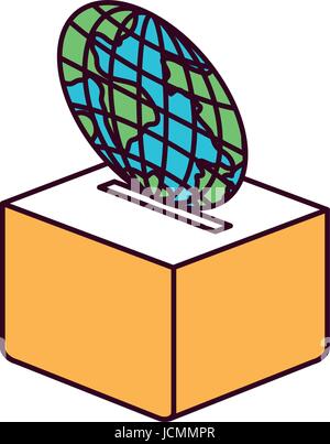 silhouette color sections flat globe earth world chart depositing in a ...