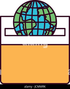 silhouette color sections flat globe earth world chart depositing in a ...