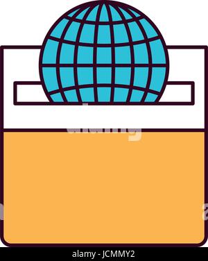 silhouette color sections flat globe earth world chart depositing in a ...