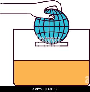 silhouette color sections flat globe earth world chart depositing in a ...