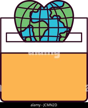 silhouette color sections flat globe earth world chart depositing in a ...