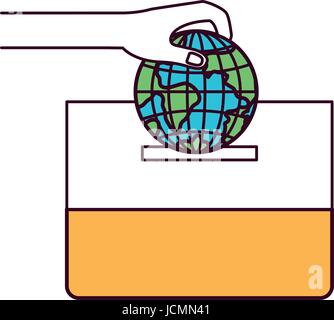 silhouette color sections flat globe earth world chart depositing in a ...