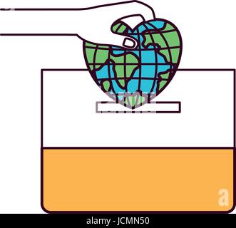silhouette color sections flat globe earth world chart depositing in a ...