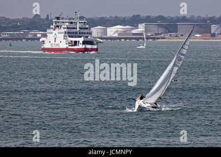 Farview Sailing Yacht Charter Company's Oceanis 37 Yacht and crew in the Solent Stock Photo