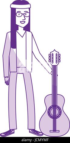 man playing the guitar character hippy lifestyle Stock Vector