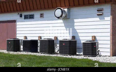 Air conditioning and ventilation units for large building Stock Photo