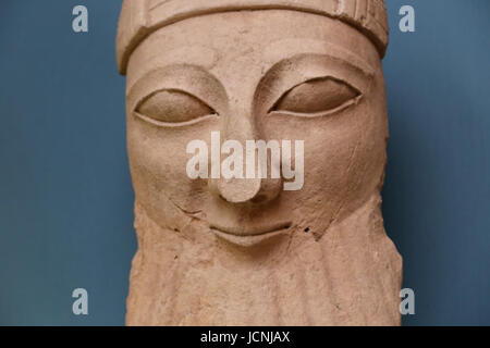 Cypriot Sculpture. 500-480 BC. Sanctuary of Apollo-Reshef at Phrangissa, Cyprus. British Museum. London. UK. Stock Photo
