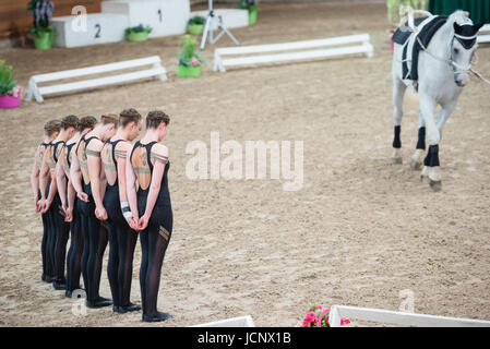 Pezinok, Slovakia. 16th Jun, 2017. Team Club 43 from Austria in action at Vaulting competition on June 16, 2017 in Pezinok, Slovakia Credit: Lubos Paukeje/Alamy Live News Stock Photo