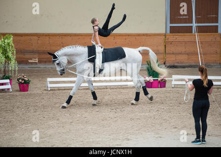 Pezinok, Slovakia. 16th Jun, 2017. Team Club 43 from Austria in action at Vaulting competition on June 16, 2017 in Pezinok, Slovakia Credit: Lubos Paukeje/Alamy Live News Stock Photo