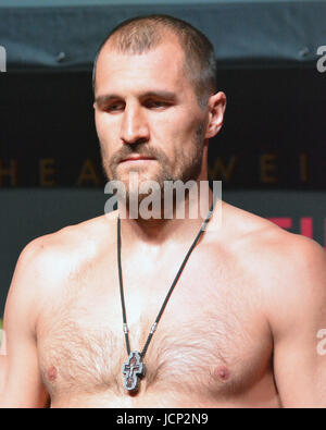 Las Vegas, Nevada, USA. 16th June, 2017. Boxer Sergey Kovalev attends the weigh-in ceremony on June 16, 2017 at Mandalay Bay Events center for the upcoming Ward vs Kovalev rematch in Las Vegas, Nevada. Credit: Marcel Thomas/ZUMA Wire/Alamy Live News Stock Photo