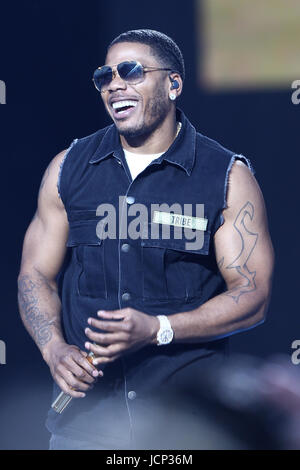 Nelly performs in concert at Northwell Health at Jones Beach Theater on June 15, 2017 in Wantagh, New York. Stock Photo