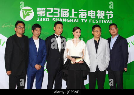 Shanghai, China. 16th June, 2017. Cast members of the TV series 'Feather Flies to the Sky' attend the Magolia Awards Ceremony of the 23rd Shanghai TV Festival, in Shanghai, east China, June 16, 2017. Credit: Du Xiaoyi (yxb/Xinhua/Alamy Live News Stock Photo