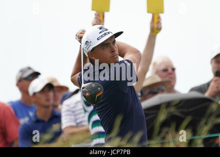 Erin, Wisconsin, USA. 16th June, 2017. Rickie Fowler (USA) Golf : Rickie Fowler of the United States on the 8th hole during the second round of the 117th U.S. Open Championship at Erin Hills golf course in Erin, Wisconsin, United States . Credit: Koji Aoki/AFLO SPORT/Alamy Live News Stock Photo