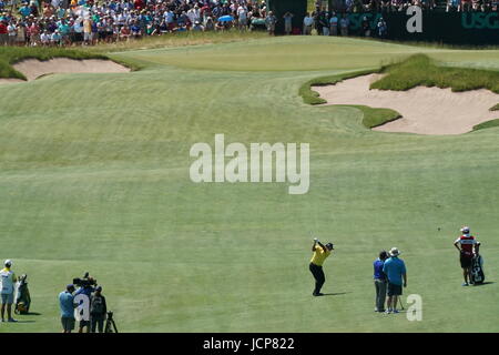 Erin, Wisconsin, USA. 16th June, 2017. Hideki Matsuyama (JPN) Golf : Hideki Matsuyama of Japan on the 3rd hole during the second round of the 117th U.S. Open Championship at Erin Hills golf course in Erin, Wisconsin, United States . Credit: Koji Aoki/AFLO SPORT/Alamy Live News Stock Photo