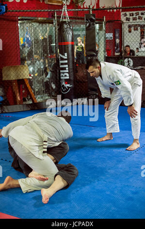 MMA Training, Brazilian jiu-jitsu session. Stock Photo