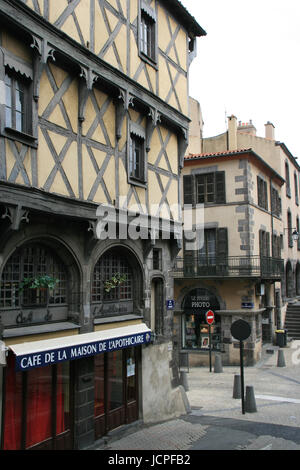 Medieval half-timbered house in Clermont-Ferrand (France). Stock Photo