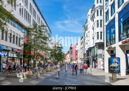 Shops on Grimmaische Strasse in the city centre, Leipzig, Saxony, Germany Stock Photo