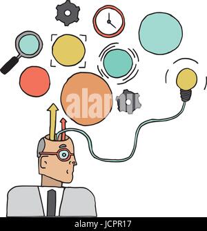 Conceptual image of person with setting icons Stock Vector