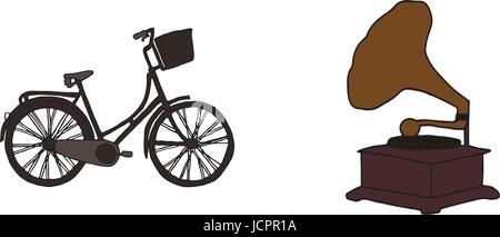 Bicycle with gramophone Stock Vector