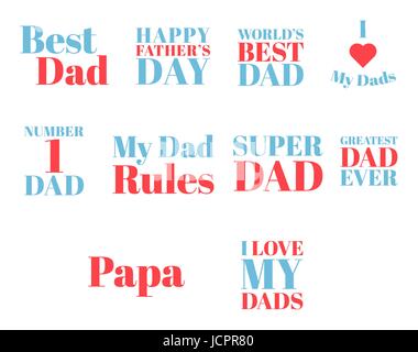 Vector icon set of fathers day text Stock Vector