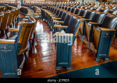 Rows of empty seats in a empty theatre Stock Photo