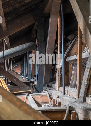 Loft space with roof trusses and no floor Stock Photo