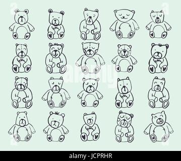 Vector icon set of teddy bears Stock Vector