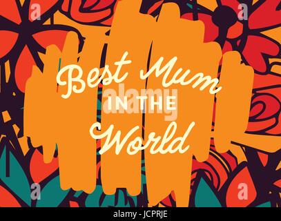 Mothers day card with best mum in the world message Stock Vector