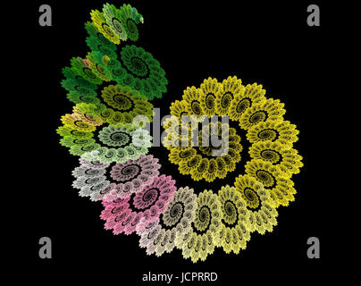 Fractal abstract flower spiral on black background Stock Photo