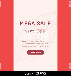 Mega sale brochure with leaf Stock Vector