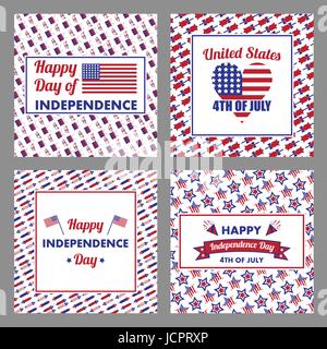 4th July with happy independence day text Stock Vector