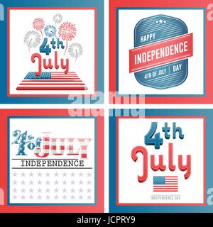 Vector set of independence day celebration Stock Vector