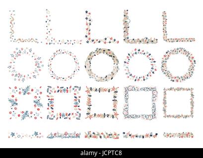 Vector icon set of various floral frames Stock Vector