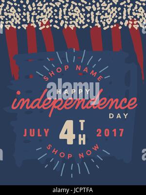 Card with happy independence day text Stock Vector