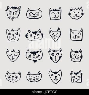 Vector icon set of cats Stock Vector