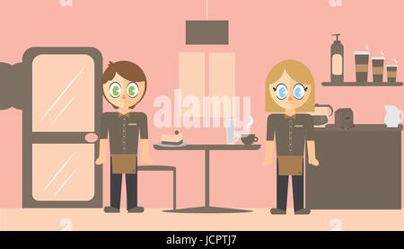 Vector set of waiter and waitress Stock Vector