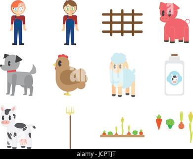 Vector set of essentials on farm house Stock Vector