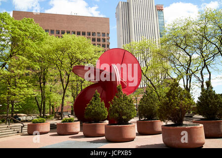 police plaza showing the 5 in 1 sculpture street reinforcing blocks and police hq civic center New York City USA Stock Photo