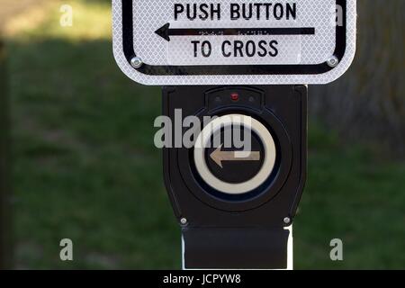 Push to cross button Stock Photo