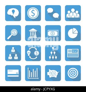set of  financial icon with shadow, flat style Stock Vector