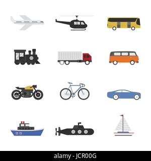 set of vehicle icon on white background Stock Vector