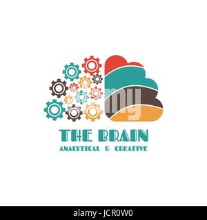 brain icon, left and right brain, thinking concept, isolated on white background Stock Vector
