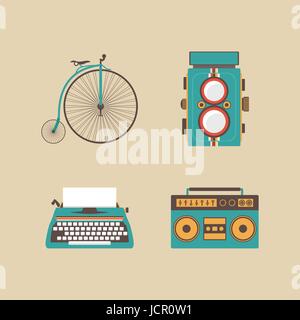 set of retro equipment icon, old fashion, retro style Stock Vector