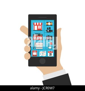smartphone's benefits,  communication, connection, isolated on white background Stock Vector